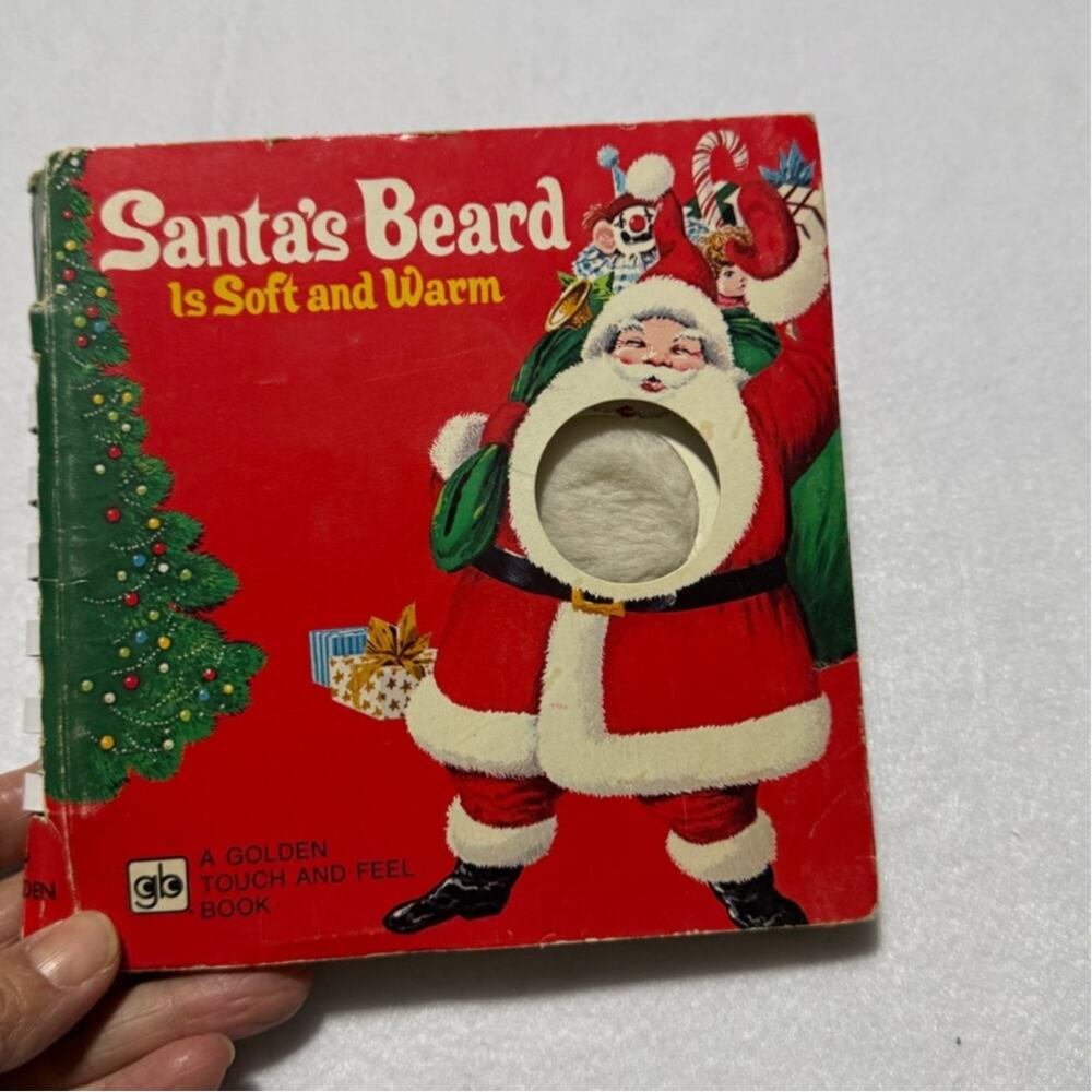 Vintage 1974 Santa’s Beard A Golden Touch And Feel Peek A Boo Board Book